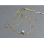 14k Gold necklace with clear stone pendant