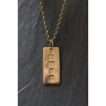 9ct gold necklace with hallmarked 9ct gold ingot pendant