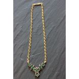 18ct Yellow gold fine quality emerald and diamond necklace