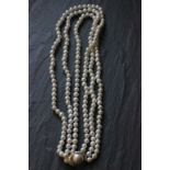 Three row freshwater pearl necklace with 18ct yellow gold and diamond clasp