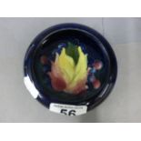 Moorcroft Pottery ashtray / pin dish with berries design, crazing to base, painted and printed