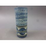 Troika cylinder vase in blue, signed