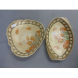 A oval Crown Ducal dish decorated with Autumn leaves, 22.5cm long, along with a matching dish