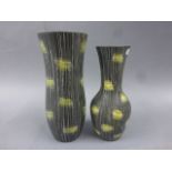 Two Beswick abstract vases each decorated on a black model number 1613 and 1654