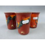 Three Poole pottery miniature odyssey vases, each 9.5cm high
