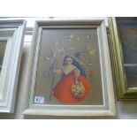 Alejandro Rangel Hidalgo - vintage studio framed print entitled The Little Girl Vendor with label to