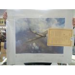 Limited edition print of a spitfire, 'First OF The Few' signed by Frank Wooton, Stanley Hooker and