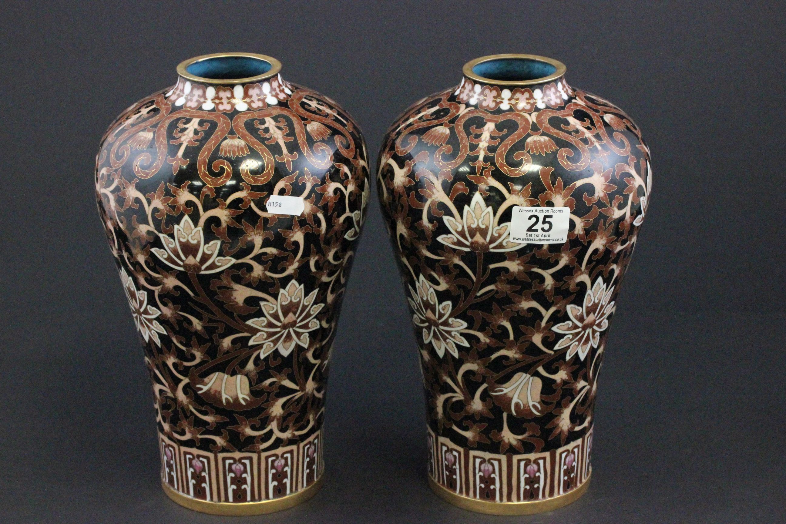 Large pair of Chinese Cloisonne vases