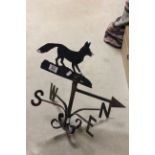 Vintage cast iron weather vane with fox finial