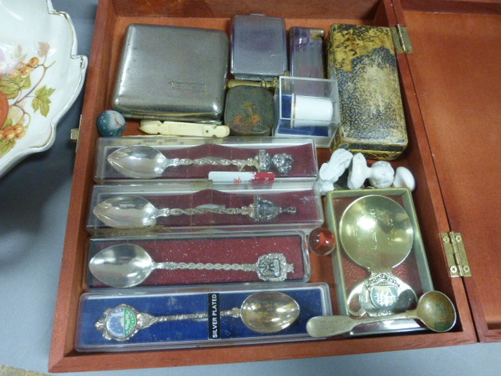 Box of sundries to include meershaum pipe ,darts silver plated cigarette box etc - Image 4 of 4