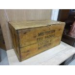 Large Pine Egg Box marked ' Misterton Egg Packing, charged 20 /- '