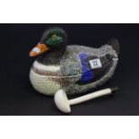 Novelty tureen in the form of a duck with matching ladle