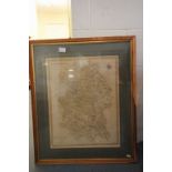J Cary framed 18C hand coloured map of Wiltshire