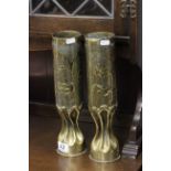 Pair of brass shell case Trench Art vases