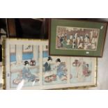 Two Framed and Glazed Japanese Prints of Geishas