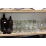 Approximately Twenty Two Chemist Jars with Stoppers plus Three Flasks