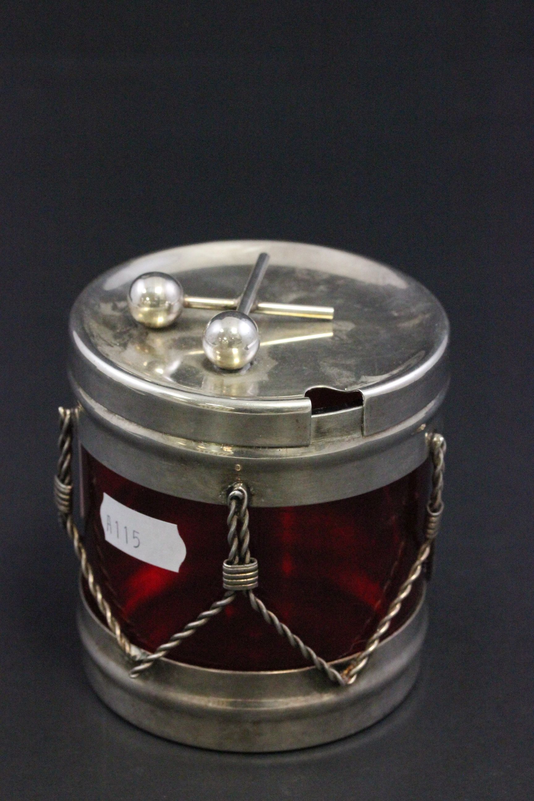 Viners Silver Plated Preserve Pot in the form of a Drum