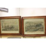 Pair of 19th century Henry Alken hunting engravings in maple frames THE CHASE OF THE ROEBUCK and