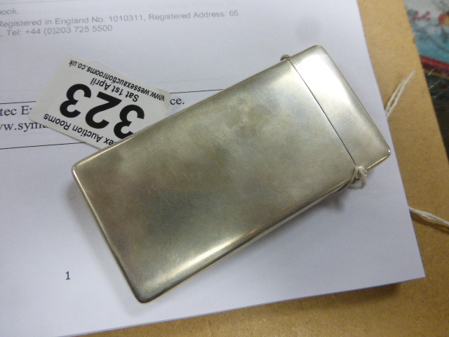 A silver and enamel card case, of rectangular form, with oval Art Nouveau motif, Birmingham 1912, - Image 4 of 4