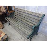 Garden Bench with Green Metal Ends