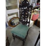 17th century Style Heavily Oak Carved Hall Chair