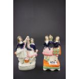 Two 19th century Staffordshire Flatbacks - Scottish Dancing Couple and Couple with Garland