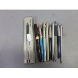 Bag of vintage pens including Sheaffer fountain pen