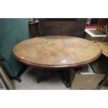 Victorian Walnut Inlaid Oval Tilt Top Loo Table