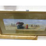 Gilt Framed Oil Painting Victorian Beach Scene and Ladies with Parasols