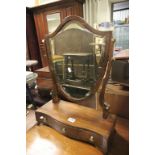 Victorian Mahogany Shield Shape Swing Toilet Mirror with three drawers