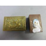 Brass Matchbox Holder decorated with Dragon and one other with Mary Rose Badge