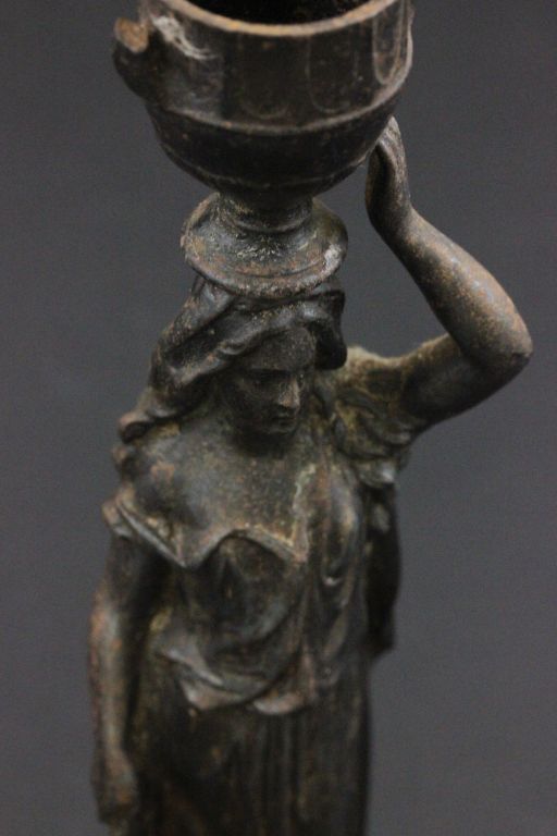 A pair of spelter candlesticks in form of ladies - Image 4 of 5