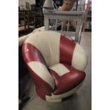 Retro Style Red and White Tub Chair