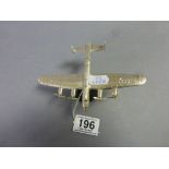 White Metal Model of a Lancaster Bomber on Stand