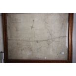 Large birds eye maple framed and glazed map plan of Laverton Rectory Somerset 1818
