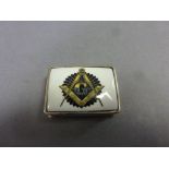 Silver and Enamel Pill Box with Masonic Symbol to lid