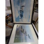 Pair of Vintage Aviation Prints of a Hurricane and Spitfires