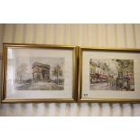 Julian Perisse, Pair of Gilt Framed Scenic Images of Paris