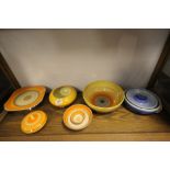 A collection of 8 pieces of Shelley pottery including cake stand, bowls etc