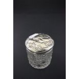 Hobnail Glass Lidded Jar with Chester Silver Lid and Cherub design