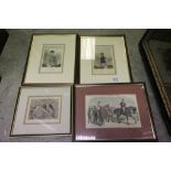 Two Harry Hall Coloured Engravings of Jockeys T Challoner and Alfred Day plus Two other Horse Racing