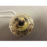 Unusual Silver Tape Measure with Pug Dog Enamel Plaque