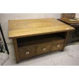 Laura Ashley Oak Coffee Table with undershelf and three drawers