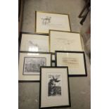 Four Early 20th century Pencil Drawings of New Zealand together with Two Signed Limited Edition