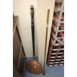 Copper bed warming pan plus a hunting horn