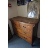 Arts and Crafts Oak Chest of Two over Two Drawers with oversailing top