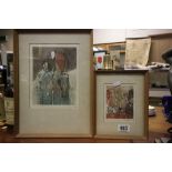 Two Framed and Glazed M G Baines Limited Edition Signed Etchings ' Behind the Corner ' 4/30 and '