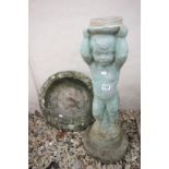 Reconstituted Stone Garden Cherub Bird Bath