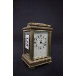 French brass and cut glass carriage clock