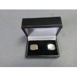 Pair of Silver Cufflinks Cased with Blank Cartouche
